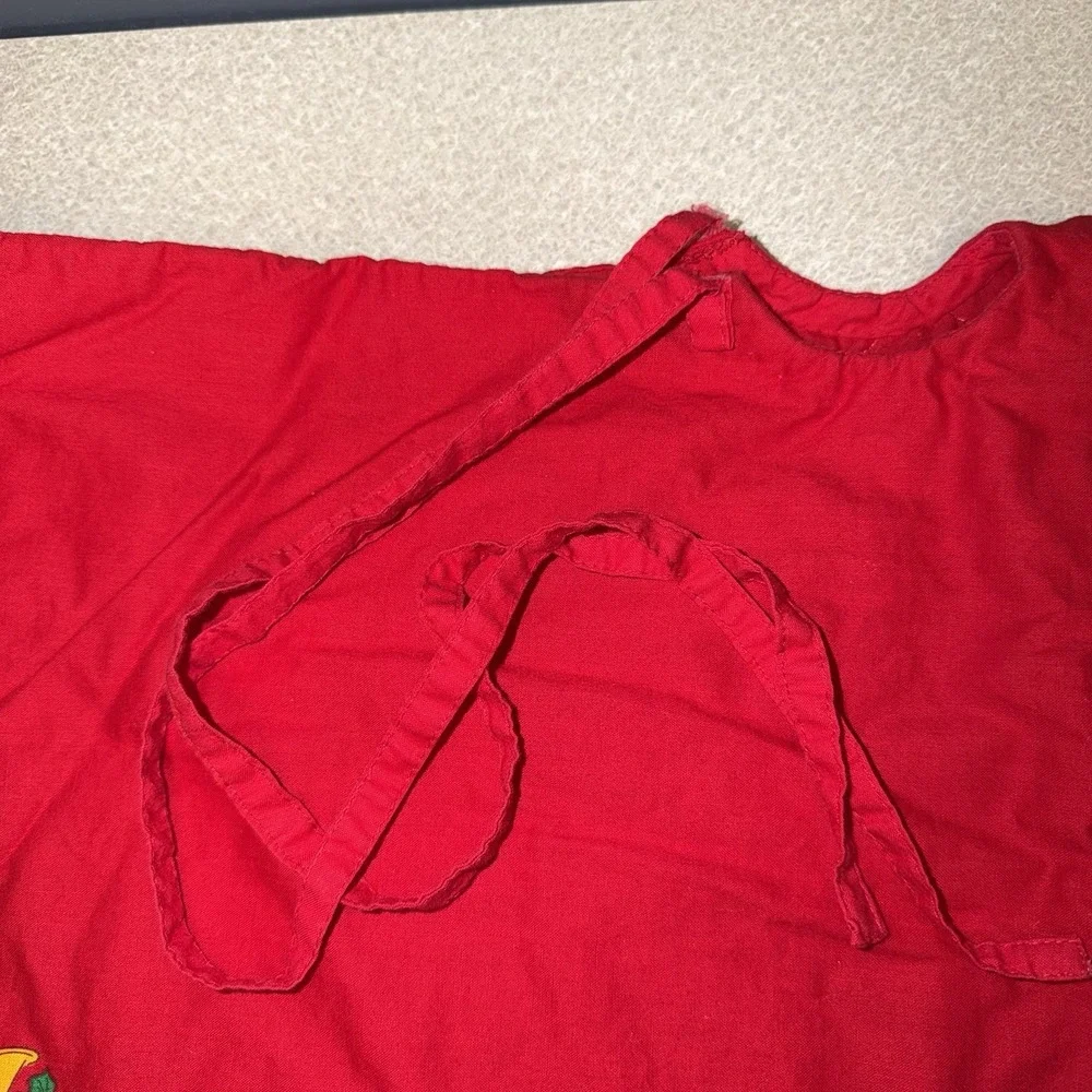 Vtg Country Geese 3ft Red Christmas Tree Skirt Bears Bows Ruffle Edge Red 80s